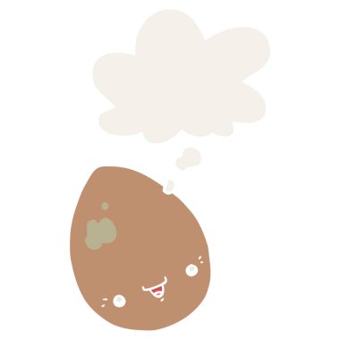 retro tarzında karikatür yumurta ve düşünce balonu