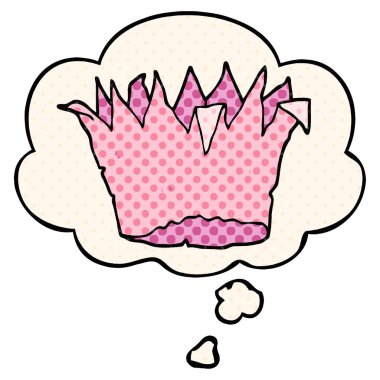 çizgi film kağıt taç ve çizgi roman tarzında düşünce balonu