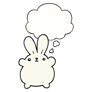 sevimli karikatür tavşan ve düşünce balonu