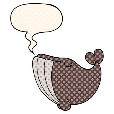 çizgi film tarzında karikatür balina ve konuşma balonu