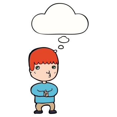 karikatür adam düşünme ve düşünce balonu