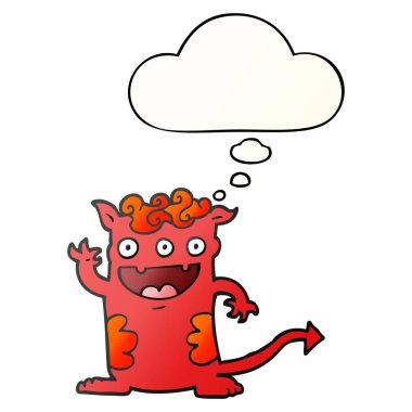 çizgi film halloween canavar ve pürüzsüz degrade içinde kabarcık düşünce 