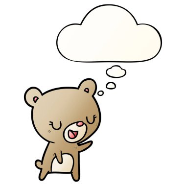 çizgi film ayısı ve pürüzsüz degrade tarzında düşünce balonu