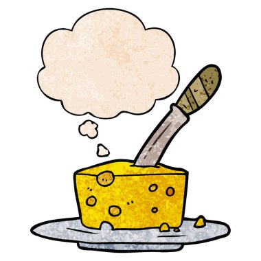 karikatür peynir ve grunge doku desen stil düşünce balonu
