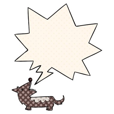 çizgi film tarzında çizgi film köpek ve konuşma balonu