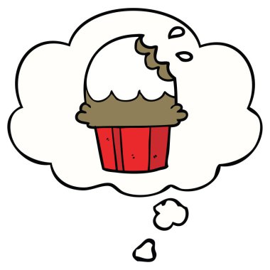 karikatür cupcake ve düşünce balonu