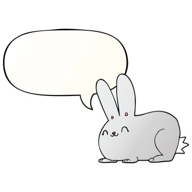 düzgün degrade tarzında karikatür tavşan ve konuşma balonu