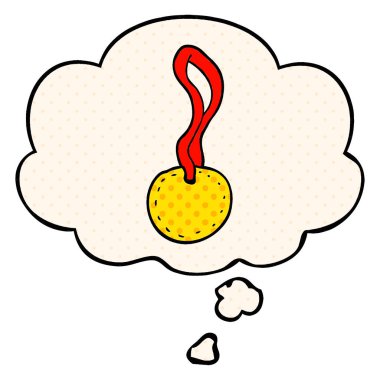 çizgi roman tarzında karikatür spor madalyası ve düşünce balonu