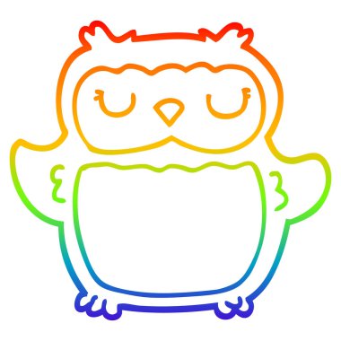 gökkuşağı degrade çizgi çizim karikatür baykuş