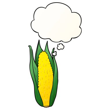 karikatür mısır ve pürüzsüz degrade tarzında düşünce kabarcığı