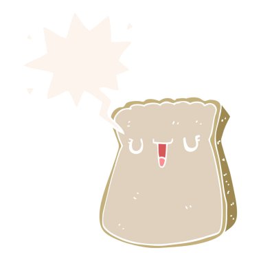 retro tarzıekmek ve konuşma balonu karikatür dilim