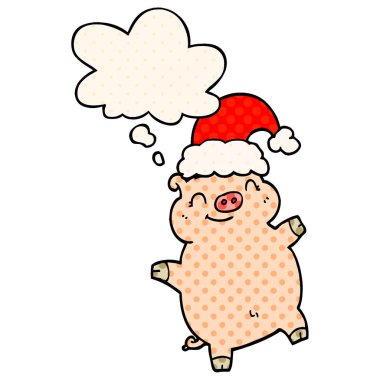 çizgi film mutlu noel domuz ve çizgi roman sty düşünce balonu