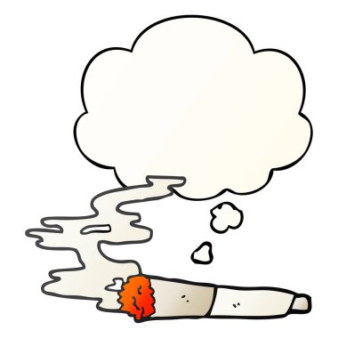 karikatür sigara ve pürüzsüz degrade tarzında düşünce balonu