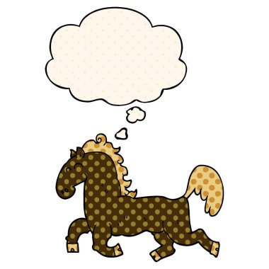 çizgi roman tarzında karikatür aygır ve düşünce balonu