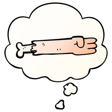 karikatür zombi kolu ve pürüzsüz degrade tarzında kabarcık düşünce