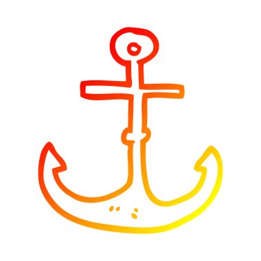 sıcak degrade çizgi çizim karikatür gemi çapa