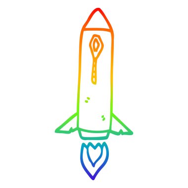 gökkuşağı gradyan çizgi çizim karikatür uzay roket