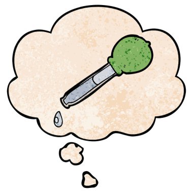 karikatür pipet ve grunge doku desen sty düşünce balonu