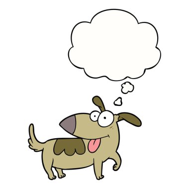 karikatür mutlu köpek ve düşünce balonu