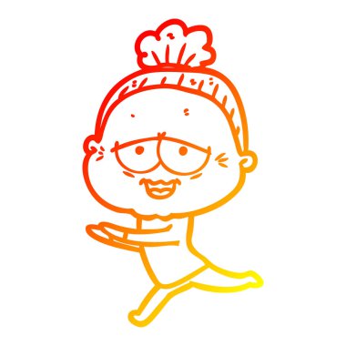 sıcak degrade çizgi çizim karikatür mutlu yaşlı bayan