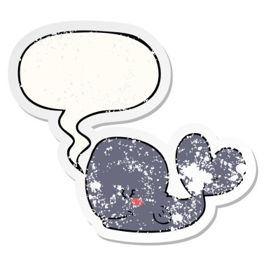 karikatür balina ve konuşma balonu sıkıntılı etiket