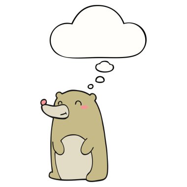 sevimli karikatür ayı ve düşünce balonu