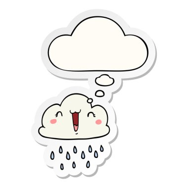 karikatür fırtına bulut ve basılı bir etiket olarak kabarcık düşünce