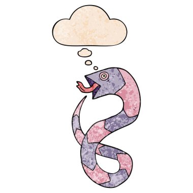karikatür yılan ve grunge doku desen tarzında düşünce balonu