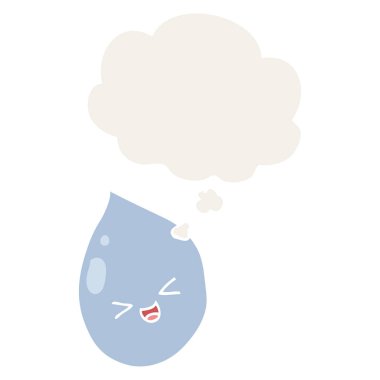 retro tarzında karikatür yağmur damlası ve düşünce balonu