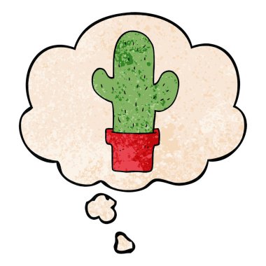 karikatür kaktüs ve grunge doku desen stil düşünce kabarcık