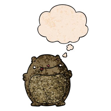 karikatür yağ ayı ve grunge doku desen st düşünce balonu