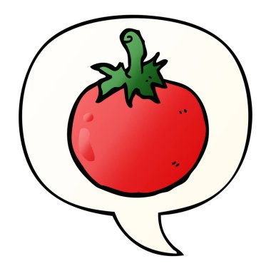 düzgün degrade tarzında karikatür domates ve konuşma balonu