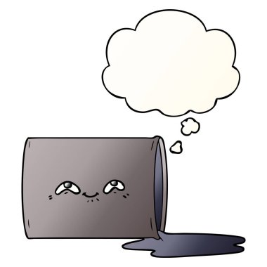 karikatür yağ davul ve pürüzsüz degrade tarzında düşünce balonu