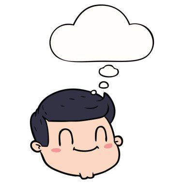 karikatür erkek yüz ve düşünce balonu