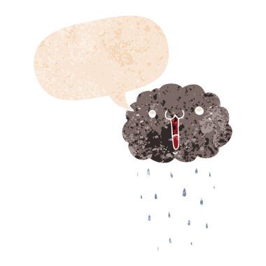 retro dokulu tarzda karikatür bulut ve konuşma balonu