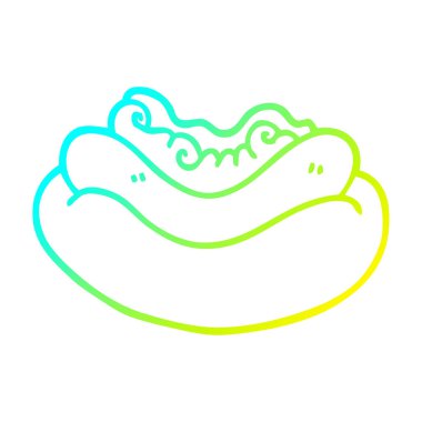 soğuk degrade çizgi çizim karikatür hotdog bir topuz içinde