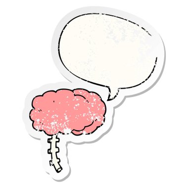 karikatür beyin ve konuşma balonu sıkıntılı etiket