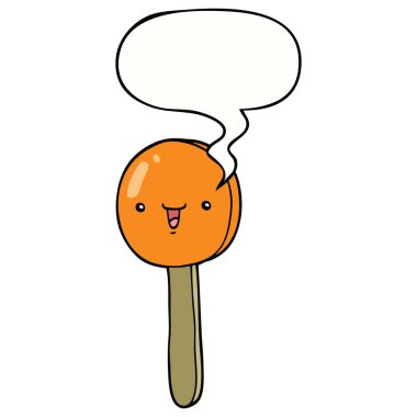 karikatür lolipop ve konuşma balonu