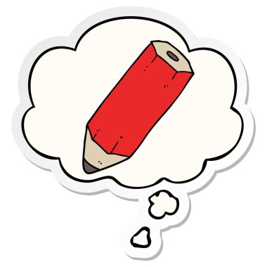 karikatür kalem ve baskılı bir etiket olarak düşünce balonu