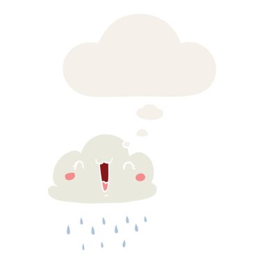 karikatür fırtına bulut ve retro tarzında düşünce balonu