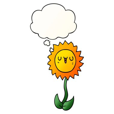 çizgi film çiçek ve pürüzsüz degrade tarzında düşünce balonu