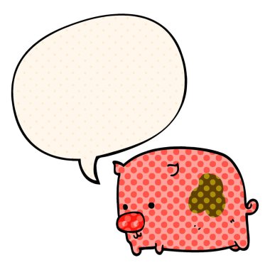 çizgi film domuz ve çizgi roman tarzında konuşma balonu