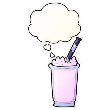 karikatür milkshake ve pürüzsüz degrade tarzında düşünce balonu