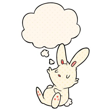 çizgi film tavşan uyku ve çizgi roman tarzında kabarcık düşünce