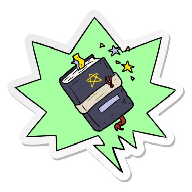 büyü ve konuşma kabarcık etiket karikatür cadı kitabı