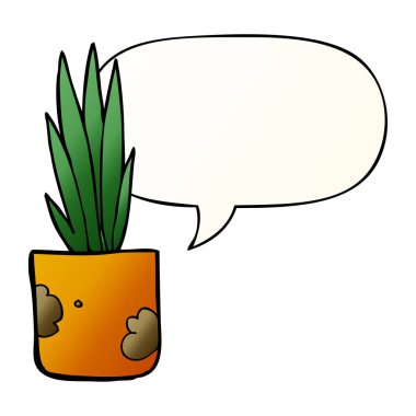 karikatür ev bitki ve konuşma balonu pürüzsüz degrade tarzında