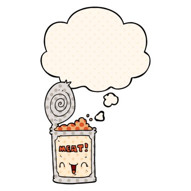 çizgi film konserve et ve çizgi roman tarzında düşünce balonu