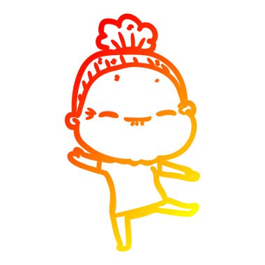 sıcak degrade çizgi çizim karikatür barışçıl yaşlı kadın