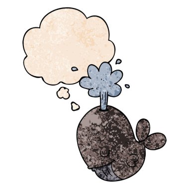 karikatür balina ve grunge doku patt düşünce balonu spouting