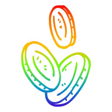 gökkuşağı gradyan çizgi çizim karikatür altın sikkeler